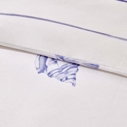 Shell 100% Cotton Duvet Cover & Pillowcase Set - Blue - DUSK