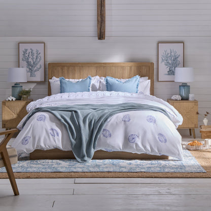 Shell 100% Cotton Duvet Cover & Pillowcase Set - Blue - DUSK