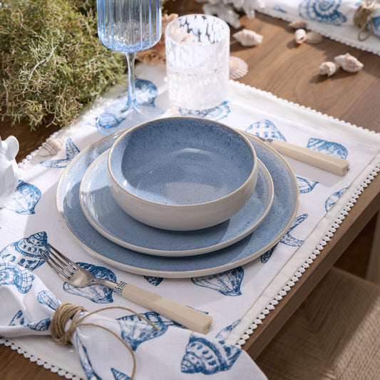 Shell Print Set of 4 Napkins - Natural/ Blue - DUSK