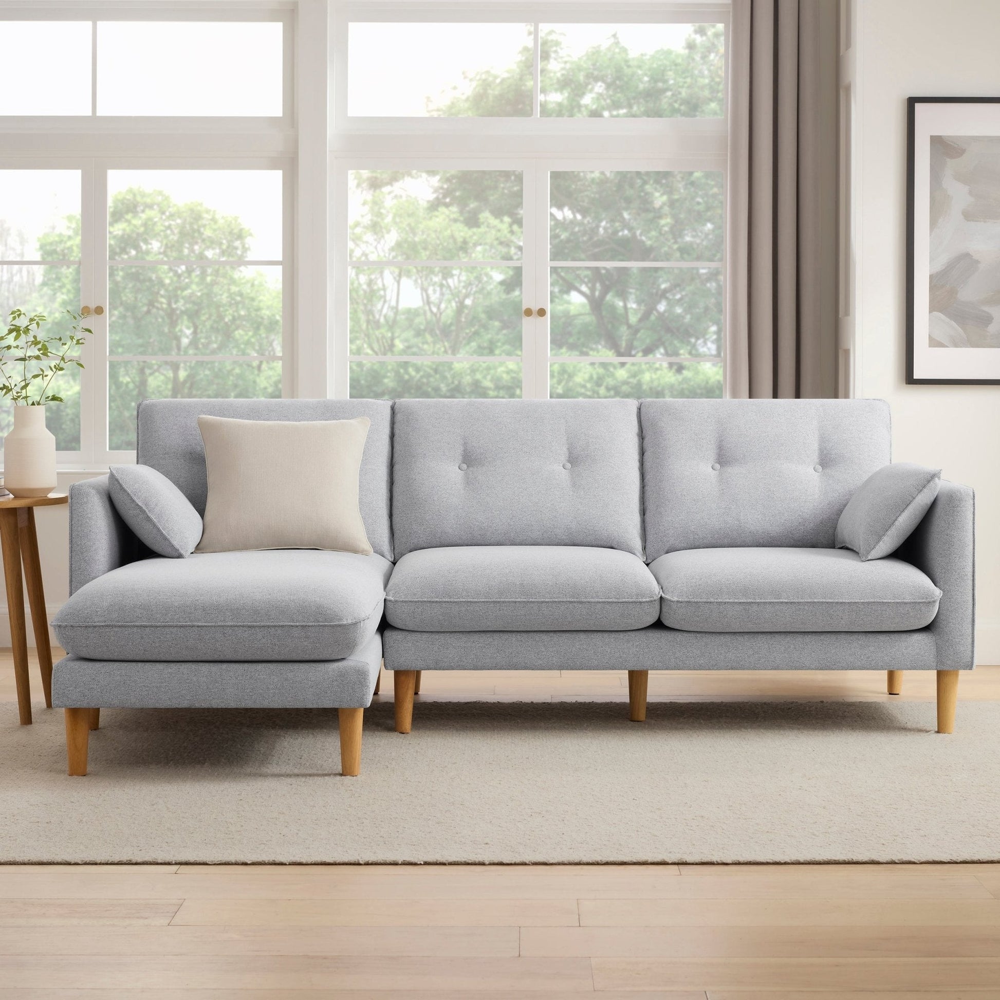 Shoreditch Left Hand Chaise Sofa - Light Grey - DUSK