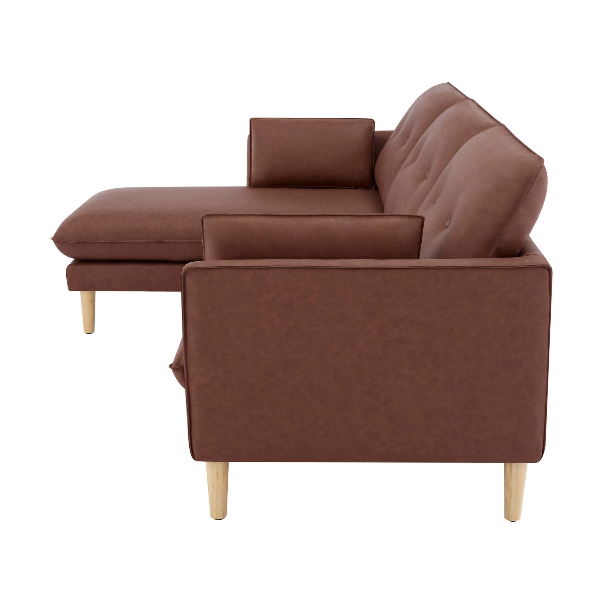 Shoreditch Left Hand Chaise Sofa - PU Tan - DUSK