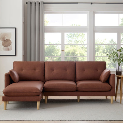 Shoreditch Left Hand Chaise Sofa - PU Tan - DUSK