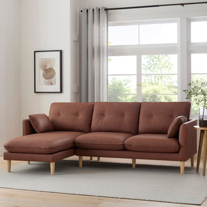 Shoreditch Left Hand Chaise Sofa - PU Tan - DUSK