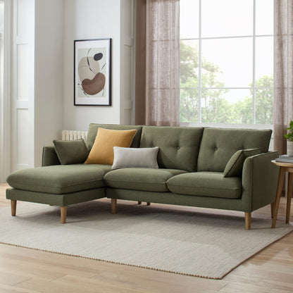 Shoreditch Left Hand Chaise Sofa - Woven Green - DUSK