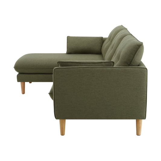 Shoreditch Left Hand Chaise Sofa - Woven Green - DUSK