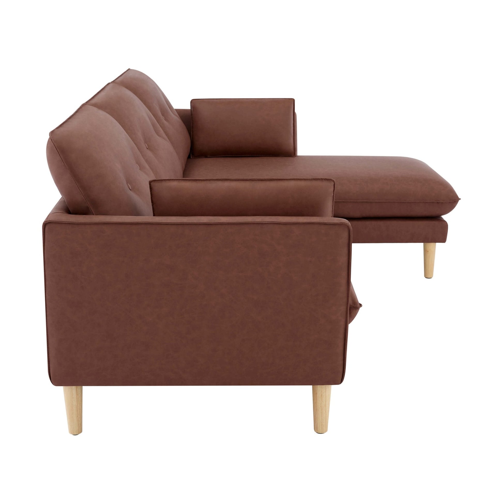 Shoreditch Right Hand Chaise Sofa - PU Tan - DUSK