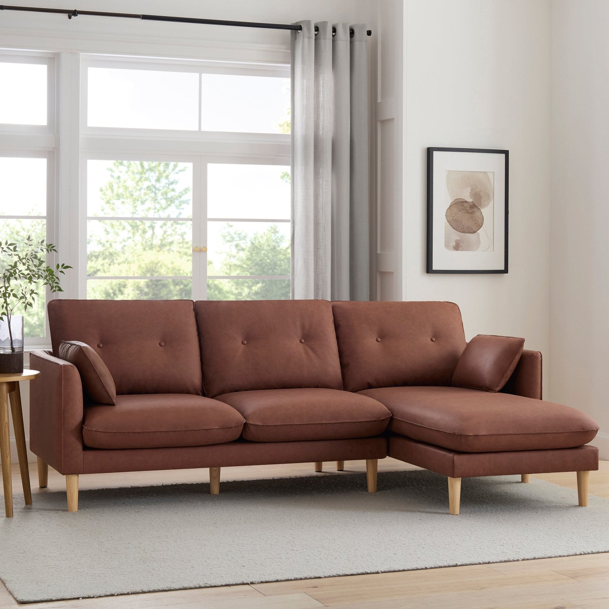 Shoreditch Right Hand Chaise Sofa - PU Tan - DUSK