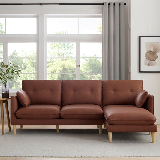 Shoreditch Right Hand Chaise Sofa - PU Tan - DUSK