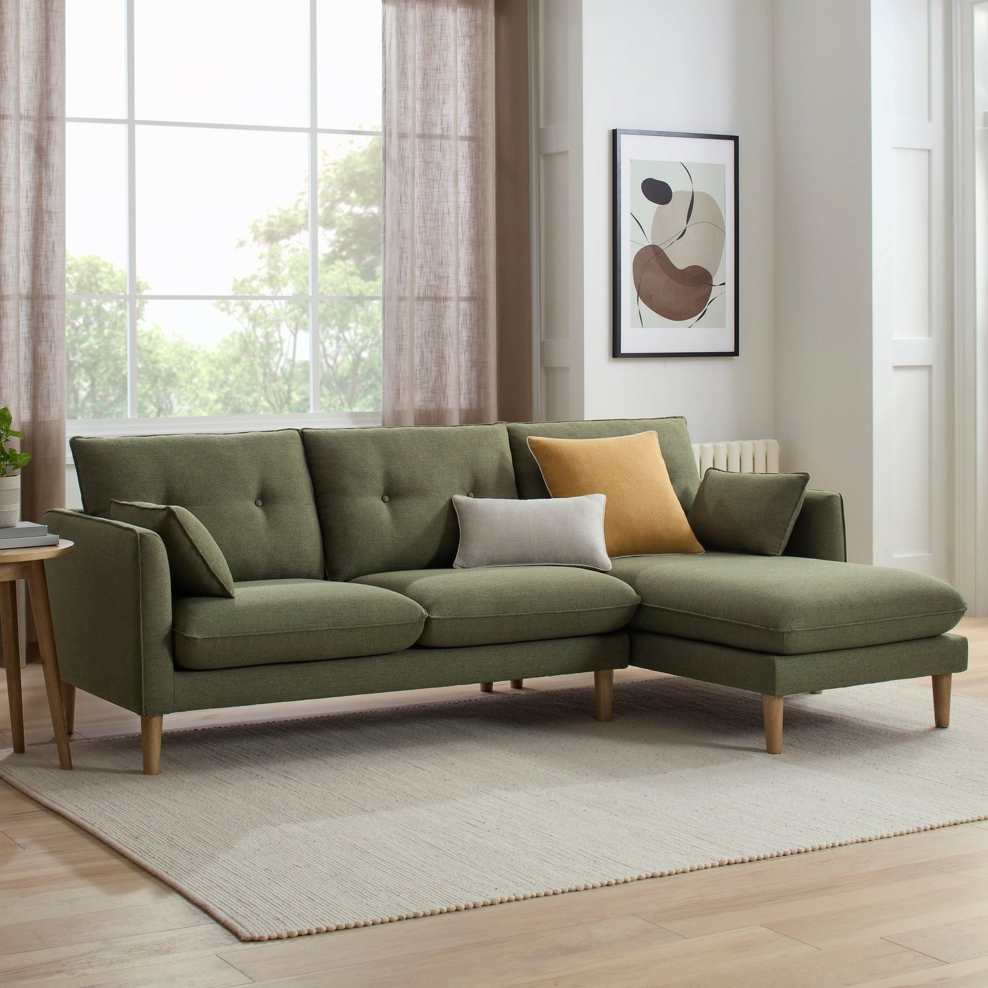 Shoreditch Right Hand Chaise Sofa - Woven Green - DUSK