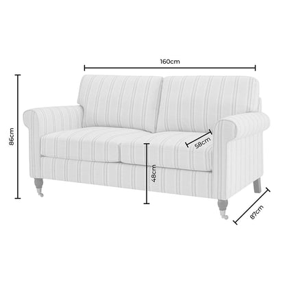 Sicily 2 Seater Sofa - Stripe - DUSK
