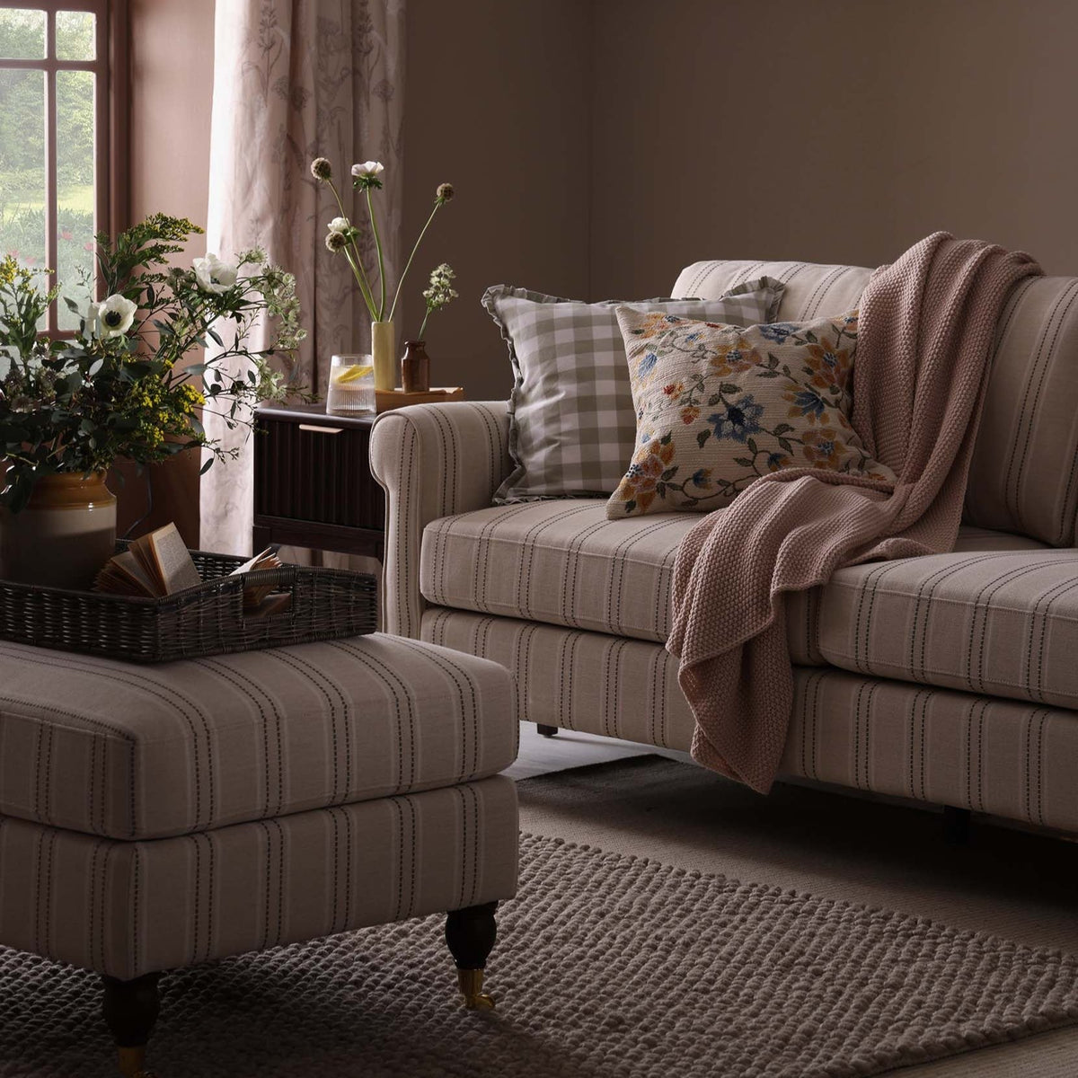 Sicily 2 Seater Sofa - Stripe - DUSK