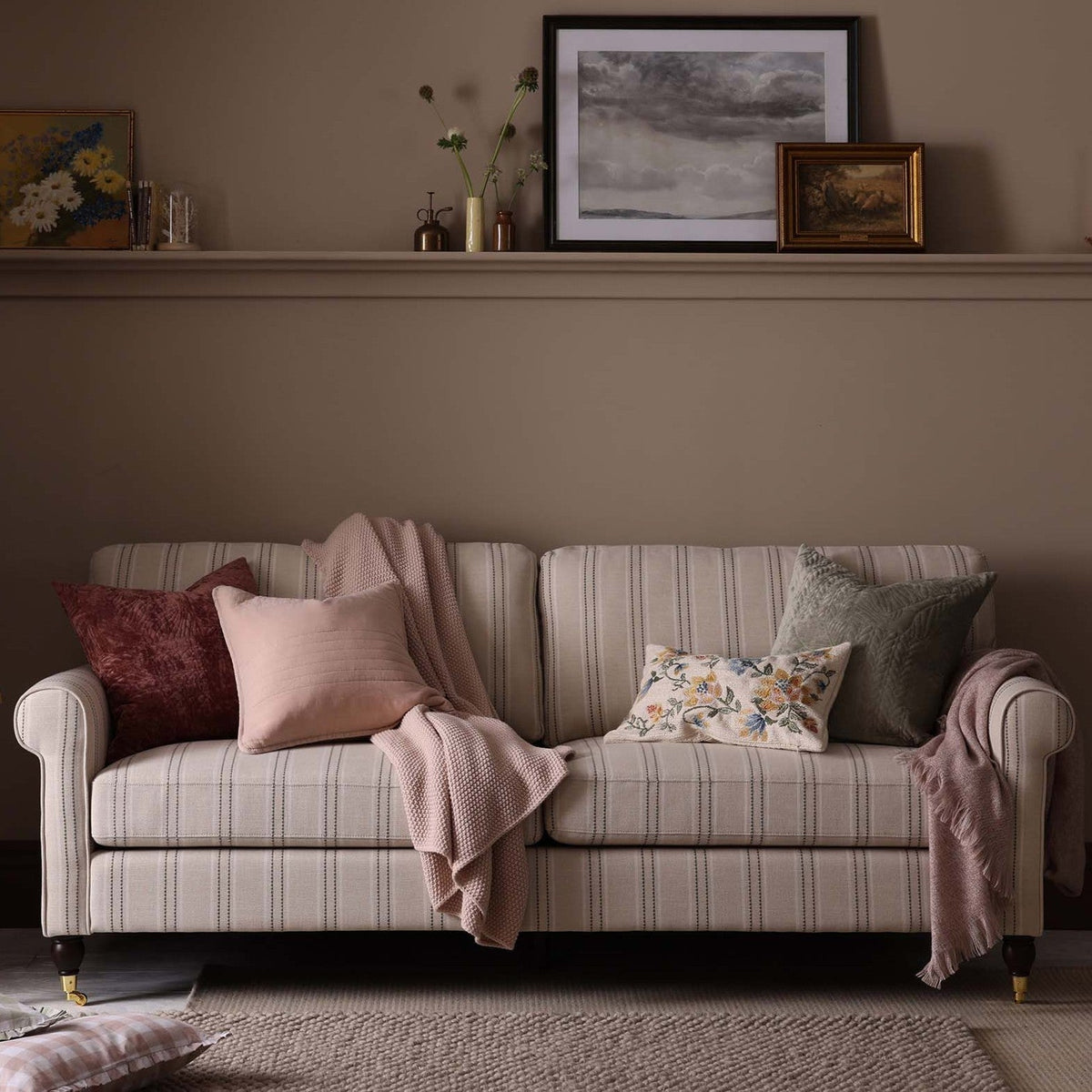 Sicily 3 Seater Sofa - Stripe - DUSK