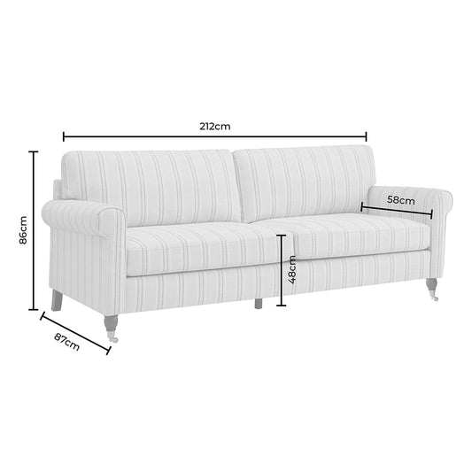 Sicily 3 Seater Sofa - Stripe - DUSK