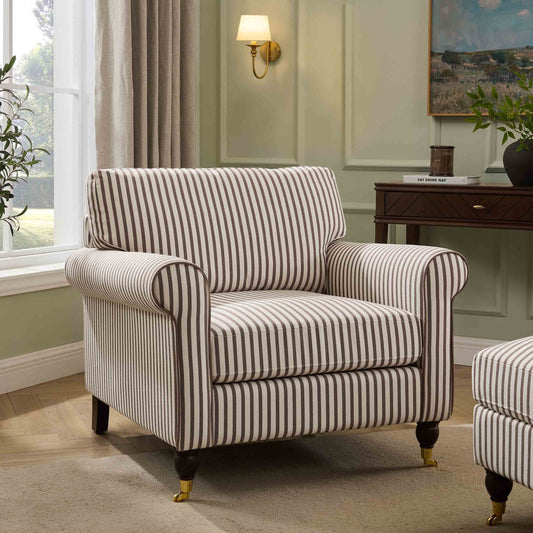 Sicily Armchair - Chocolate Stripe - DUSK