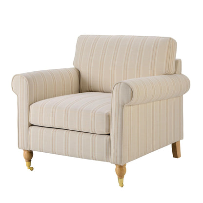 Sicily Armchair - Natural Stitched Stripe - DUSK