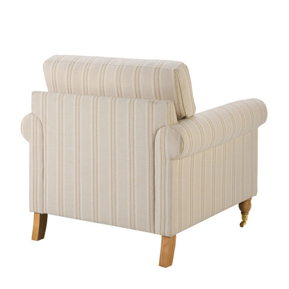 Sicily Armchair - Natural Stitched Stripe - DUSK