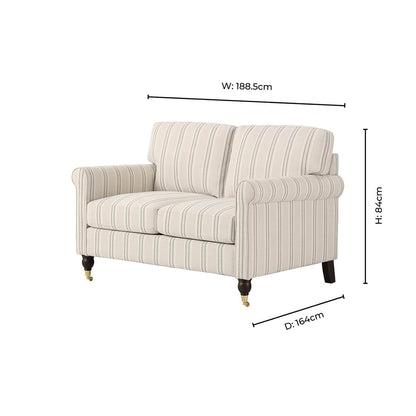 Sicily Compact 2 Seater Sofa - Stripe - DUSK