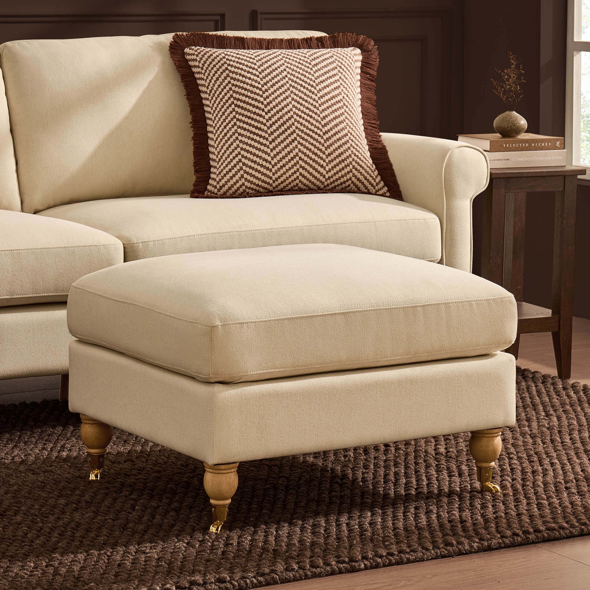 Sicily Pouffe - Cream Linen - DUSK