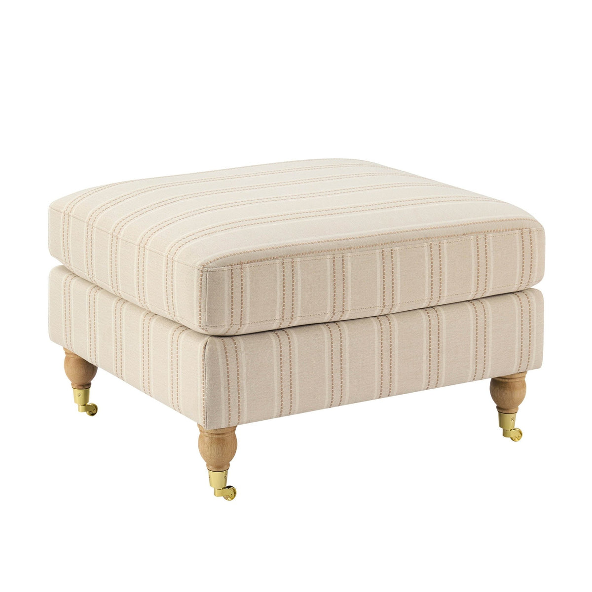 Sicily Pouffe - Natural Stitched Stripe - DUSK