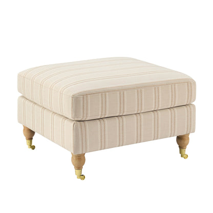 Sicily Pouffe - Natural Stitched Stripe - DUSK