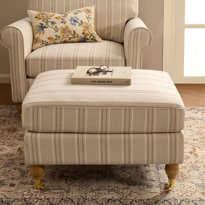 Sicily Pouffe - Natural Stitched Stripe - DUSK