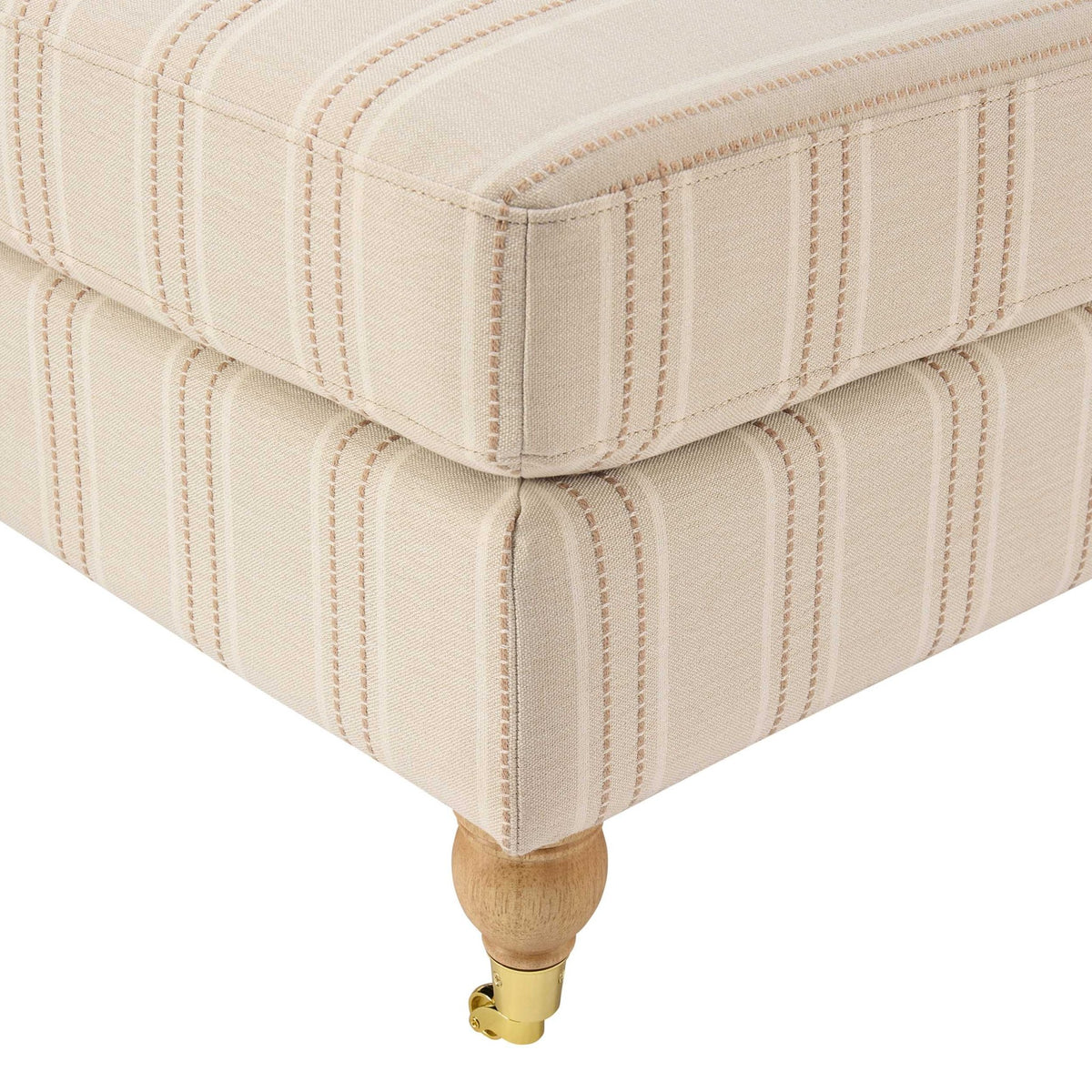 Sicily Pouffe - Natural Stitched Stripe - DUSK