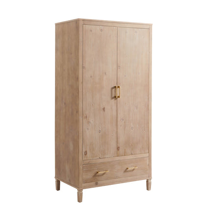 Sienna 2 Door Wardrobe with Drawers - Washed Wood - DUSK