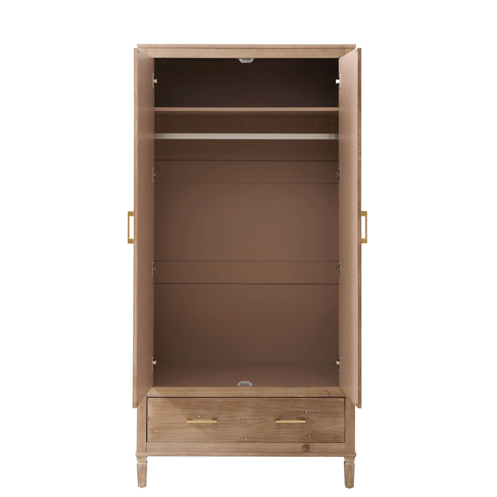 Sienna 2 Door Wardrobe with Drawers - Washed Wood - DUSK