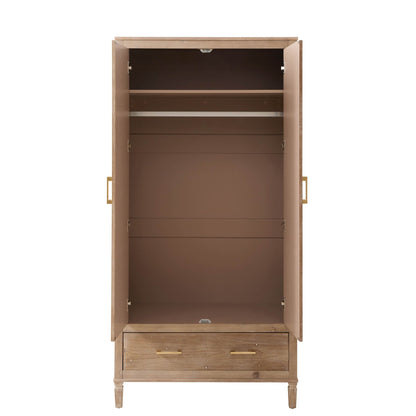 Sienna 2 Door Wardrobe with Drawers - Washed Wood - DUSK
