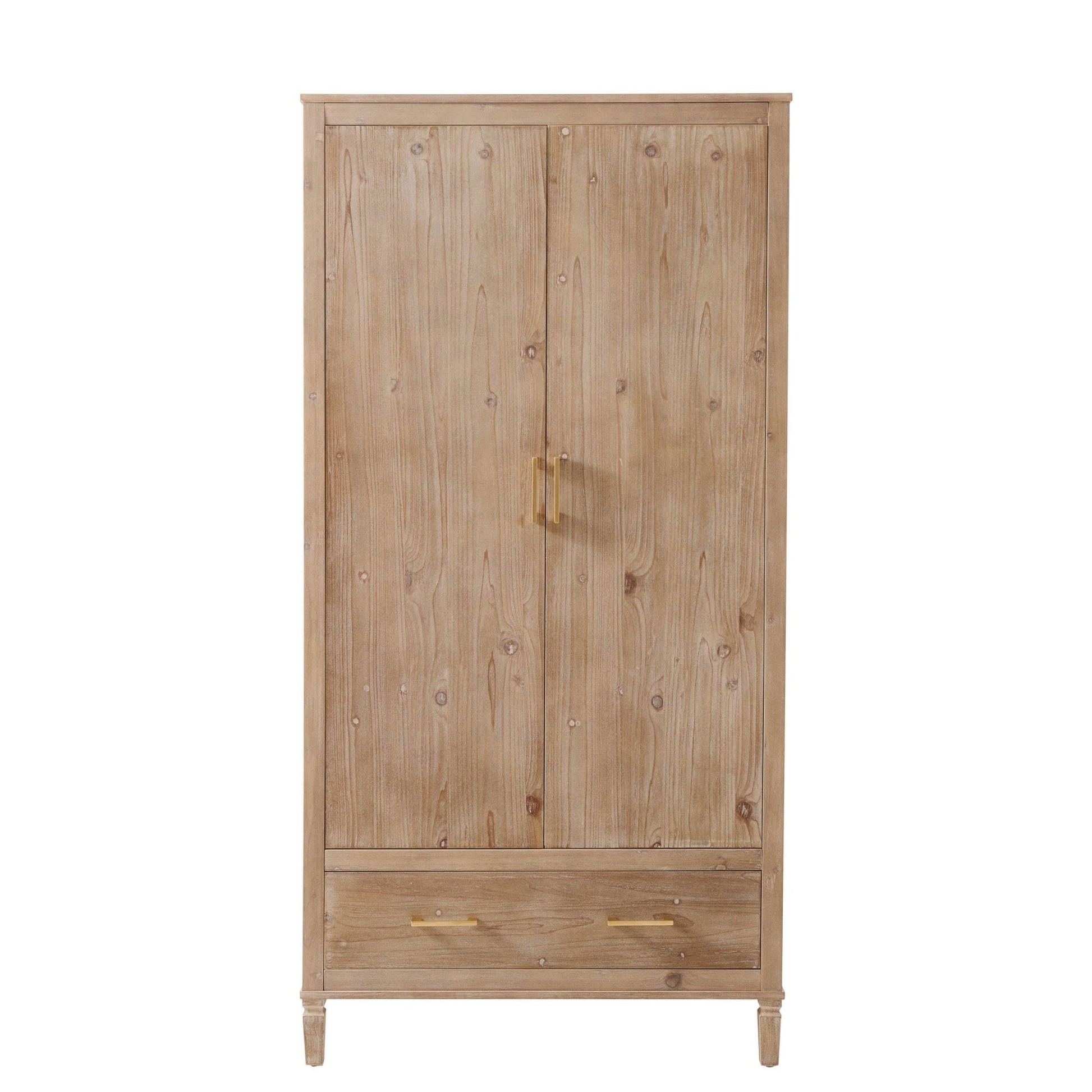 Sienna 2 Door Wardrobe with Drawers - Washed Wood - DUSK