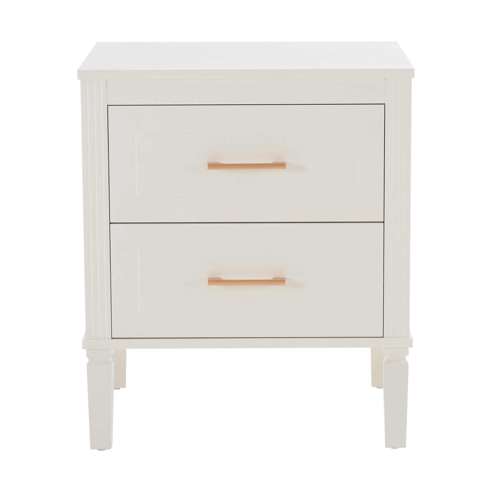 Sienna 2 Drawer Bedside Table - Cream - DUSK