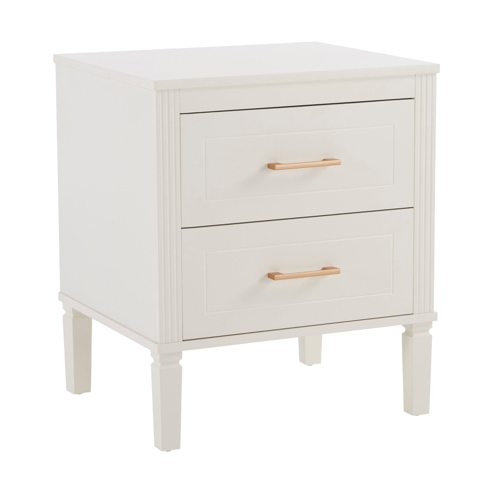 Sienna 2 Drawer Bedside Table - Cream - DUSK