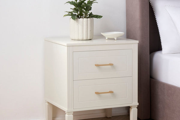 Sienna 2 Drawer Bedside Table - Cream - DUSK