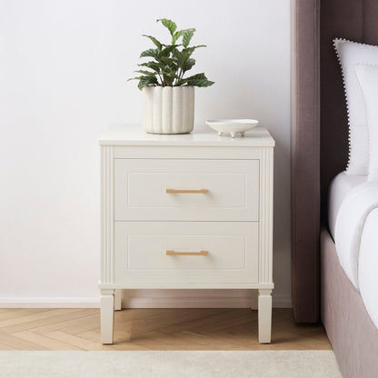 Sienna 2 Drawer Bedside Table - Cream - DUSK