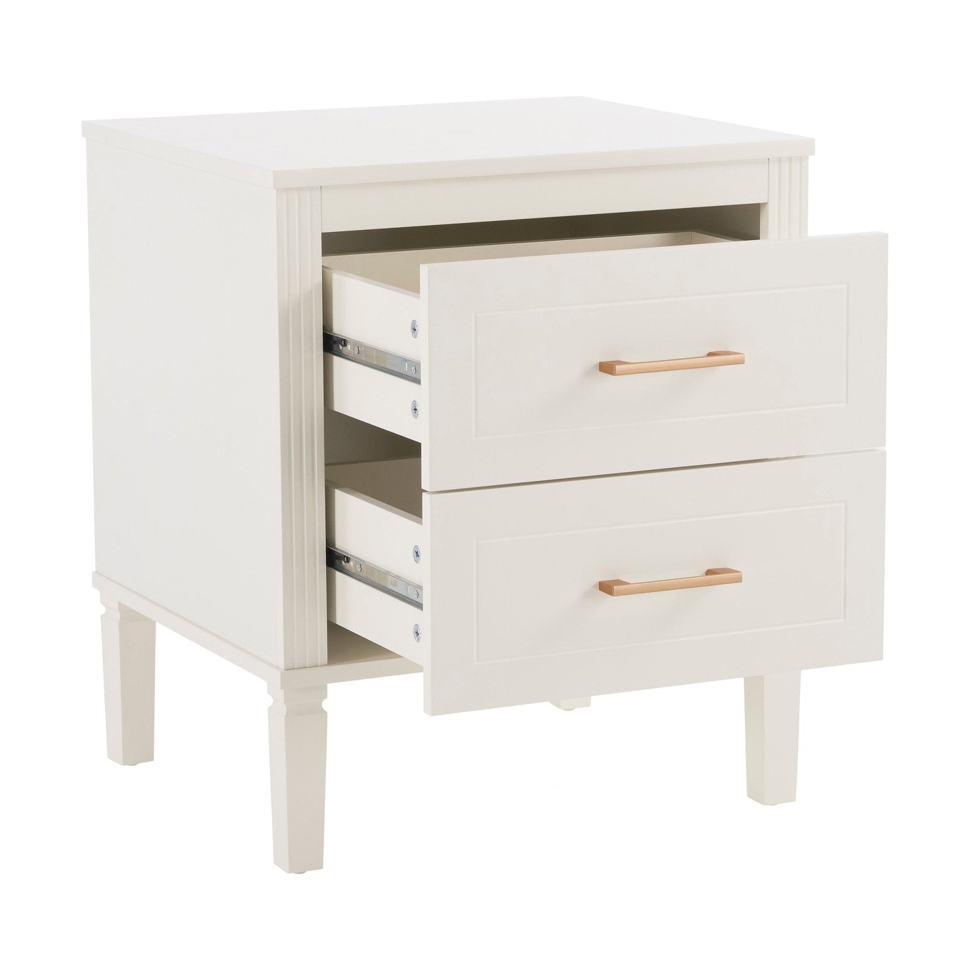 Sienna 2 Drawer Bedside Table - Cream - DUSK