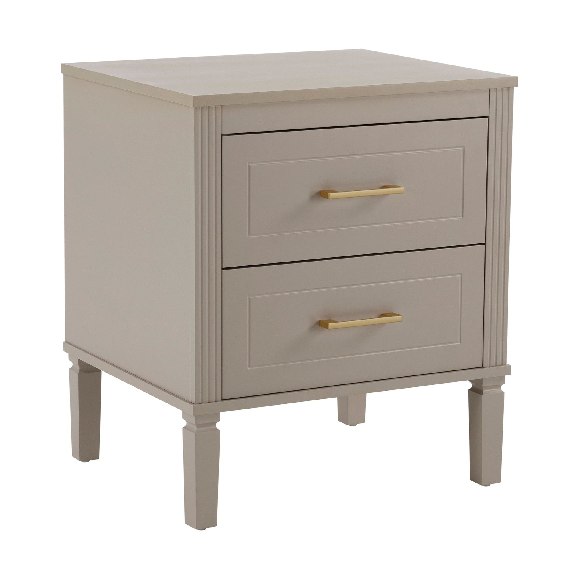 Sienna 2 Drawer Bedside Table - Taupe - DUSK
