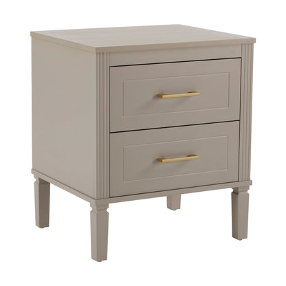 Sienna 2 Drawer Bedside Table - Taupe - DUSK