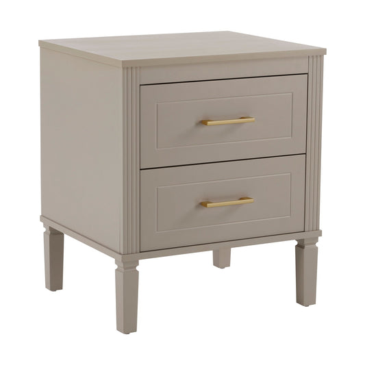 Sienna 2 Drawer Bedside Table - Taupe - DUSK