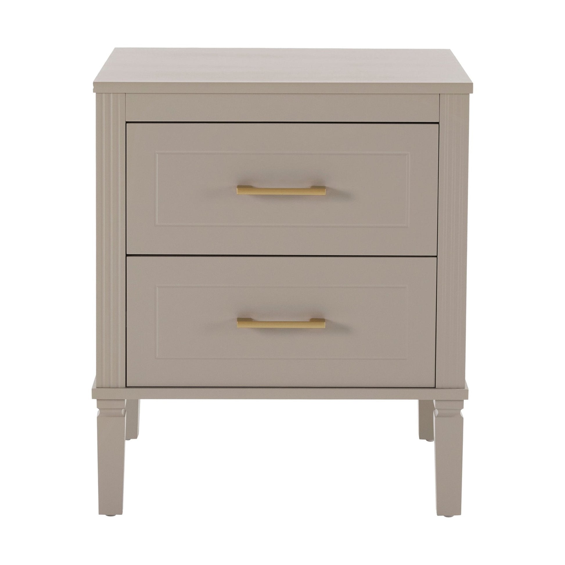 Sienna 2 Drawer Bedside Table - Taupe - DUSK