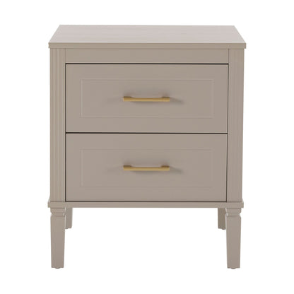 Sienna 2 Drawer Bedside Table - Taupe - DUSK