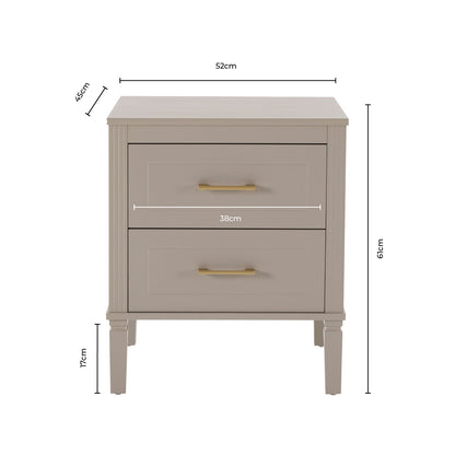 Sienna 2 Drawer Bedside Table - Vetiver - DUSK