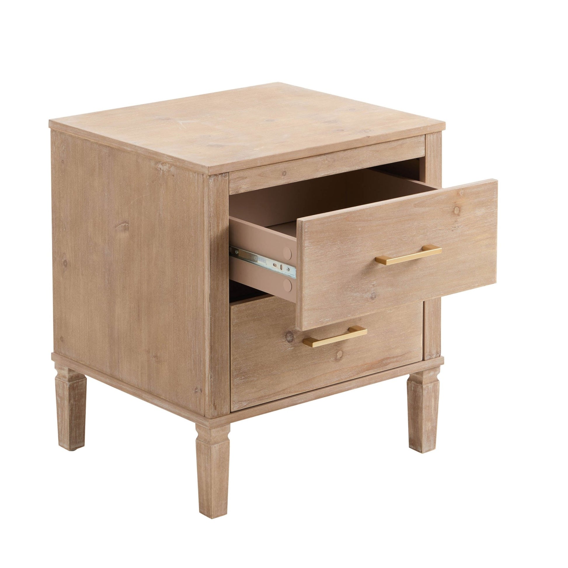 Sienna 2 Drawer Bedside Table - Washed Wood - DUSK