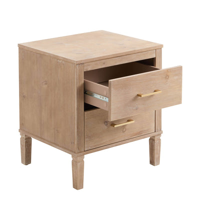 Sienna 2 Drawer Bedside Table - Washed Wood - DUSK