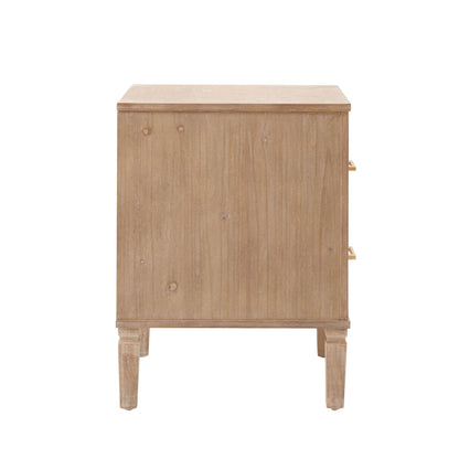 Sienna 2 Drawer Bedside Table - Washed Wood - DUSK