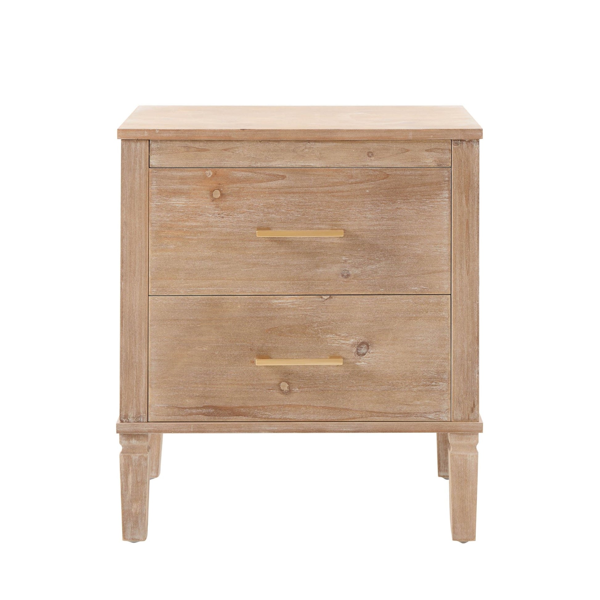 Sienna 2 Drawer Bedside Table - Washed Wood - DUSK