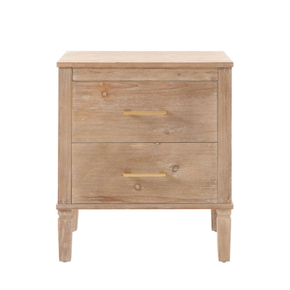 Sienna 2 Drawer Bedside Table - Washed Wood - DUSK