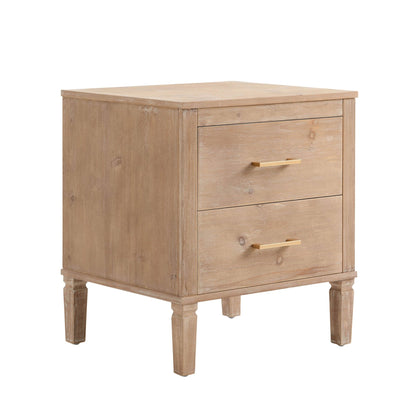Sienna 2 Drawer Bedside Table - Washed Wood - DUSK