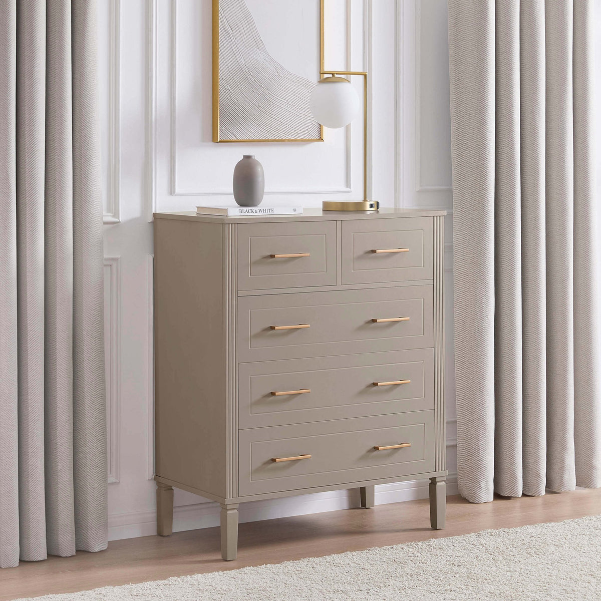 Sienna 5 Drawer Chest - Taupe - DUSK