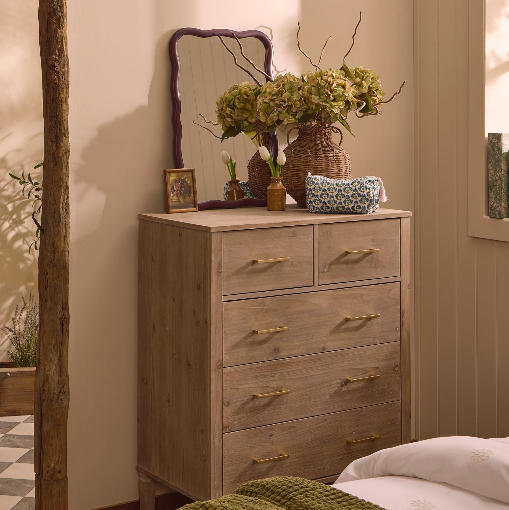 Sienna 5 Drawer Chest - Washed Wood - DUSK