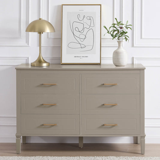 Sienna 6 Drawer Chest - Taupe - DUSK